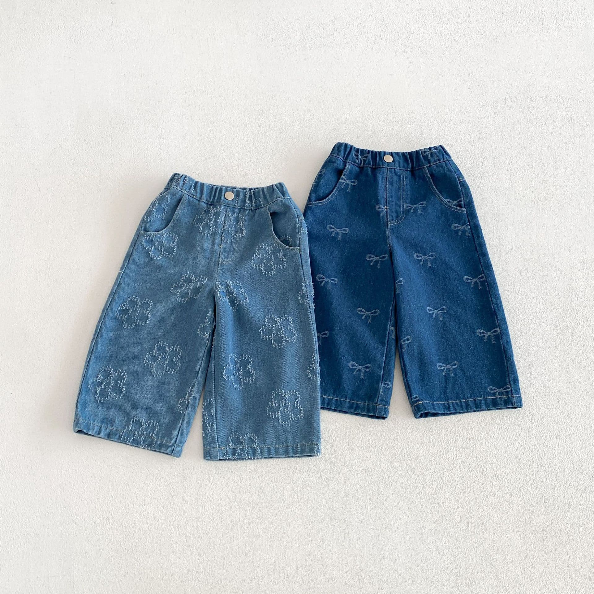 Girls' bow jeans 2026 new autumn baby girl soft straight pants children's pants zqk6413