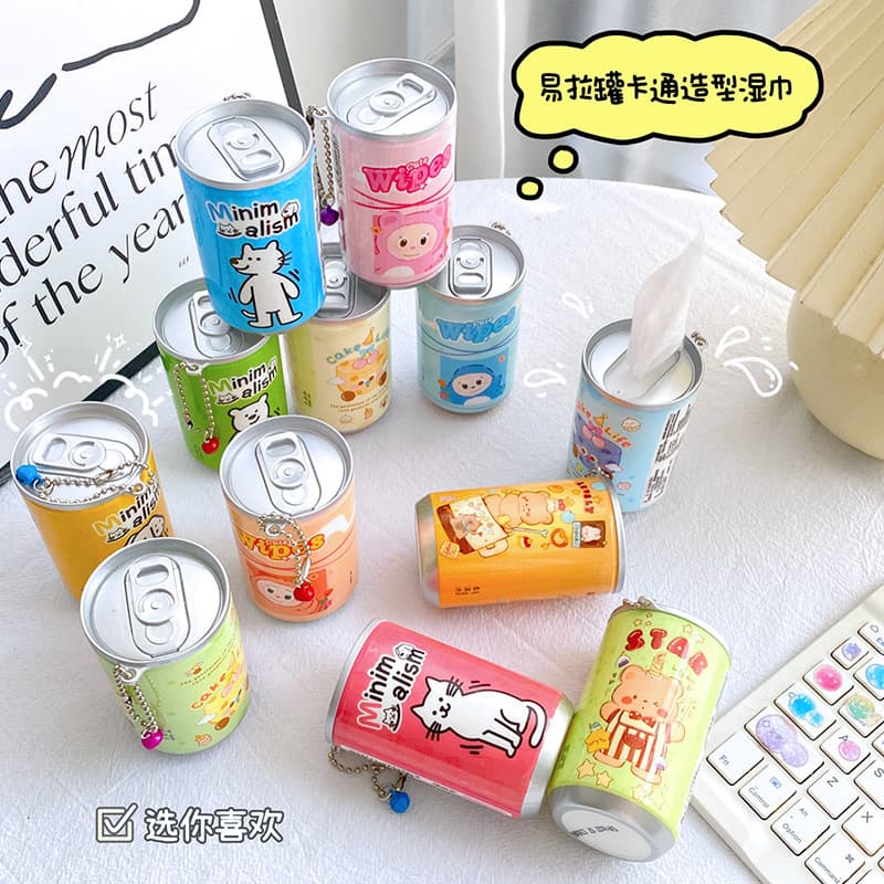 Cute Creative Mini Cola Can Disposable Wet Wipes 30 Count Easy-Open Can Cleaning Wet Tissue Drop Shipping