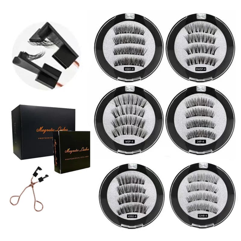 Dual Magnet Triple Magnet Quad Magnet Five Magnet False Eyelashes 3D Magnetic Eyelashes No Glue Magnetic Eyelash Quantum Magnet Set