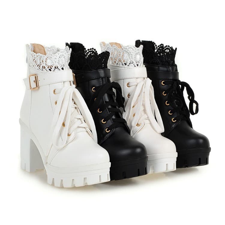 Wholesale New Martin Boots for Export, Large Size Short Boots with Lace-up and Platform, L Women's Shoes