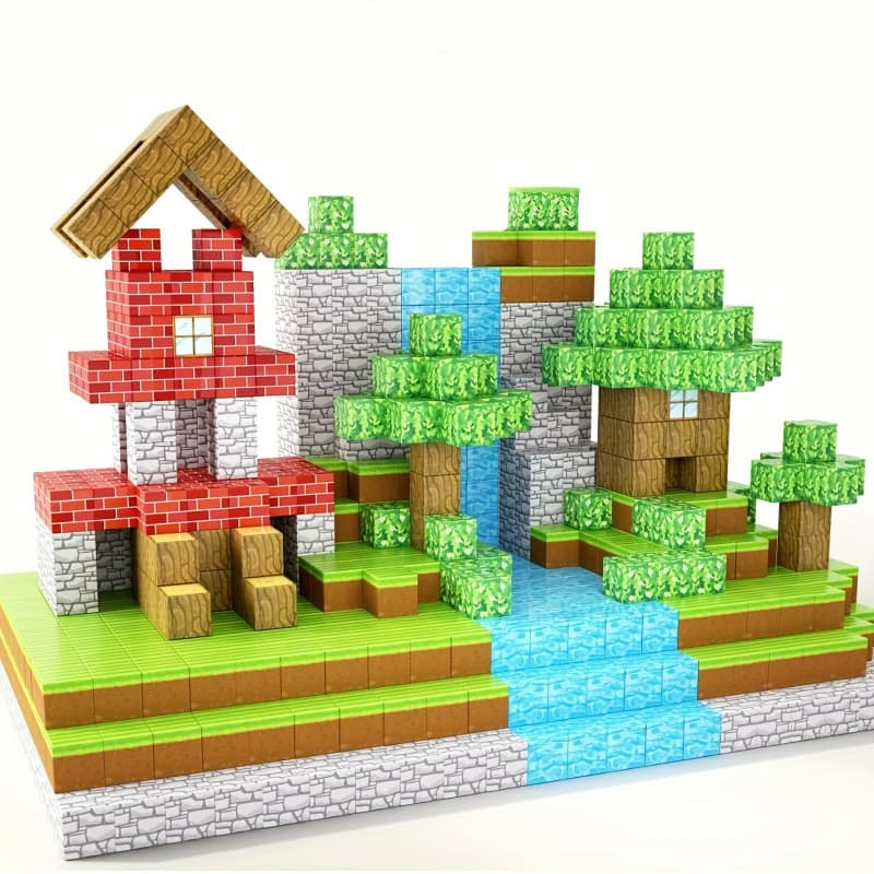 2026 New Cross-border Drop Shipping 50-Piece Red Forest Theme Magnetic Building Blocks