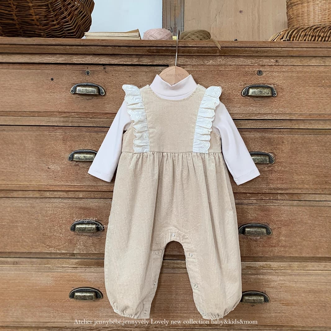 Jenny children's clothing for baby girls, small turtleneck bottoming shirt top, Korean version with small flying sleeves and fart-covering jumpsuit, trousers two-piece set
