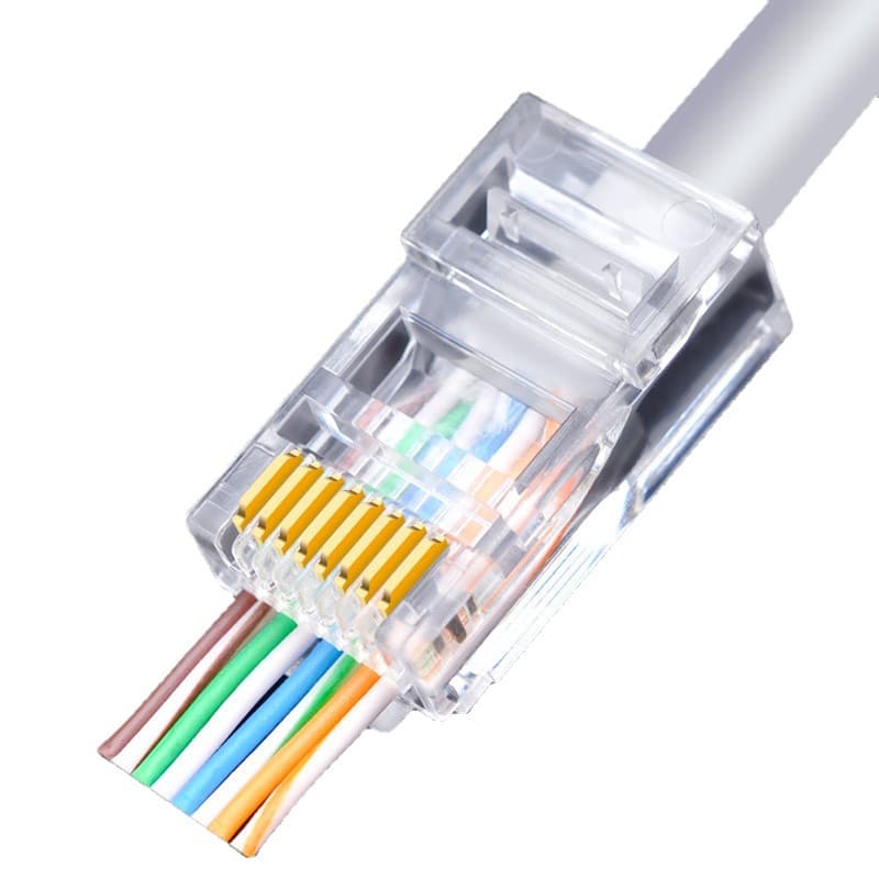 Pass-Through Cat5E RJ45 8P8C Network Connector, 100-Pack