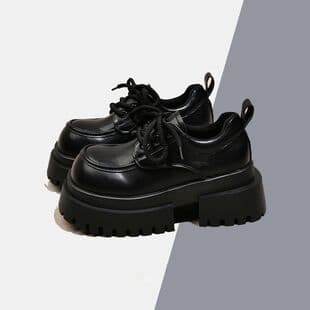 Thick-Soled Versatile British College Style Retro JK Loafers, Lace-Up Chunky Leather Shoes for Women 2024 Autumn New Arrival