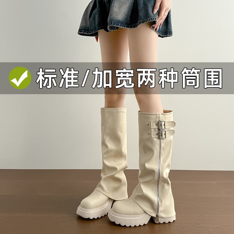 Wide-Calf Plus-Size Women's Boots, Sizes 35 to 41, Straight-Leg Tall Boots, Riding Boots, High-Top Boots, Pants Boots