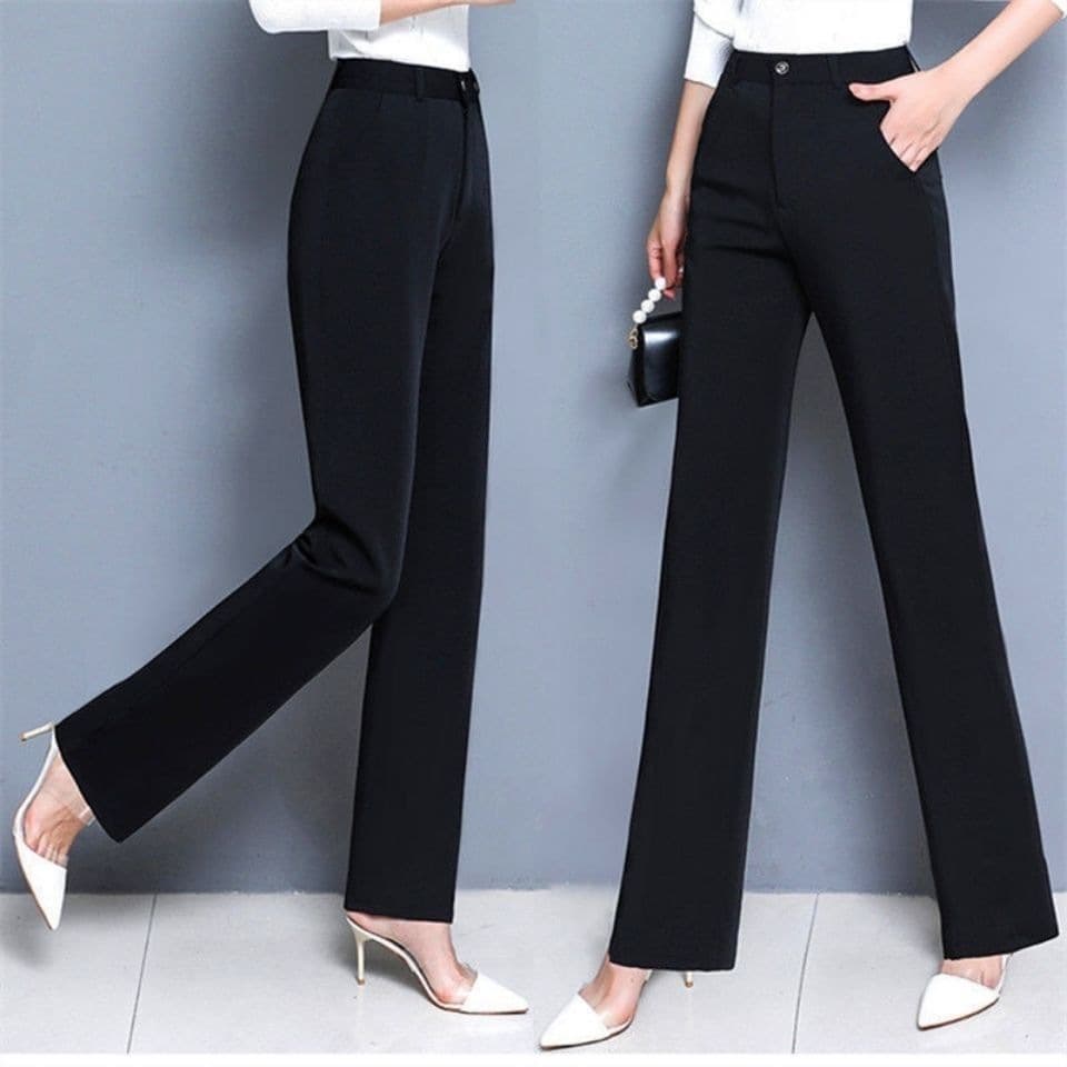 Women's Korean Style Straight Leg Trousers, High Waist, Slimming Professional Trousers, 2023 New Style, Spring/Summer/Autumn Work Trousers