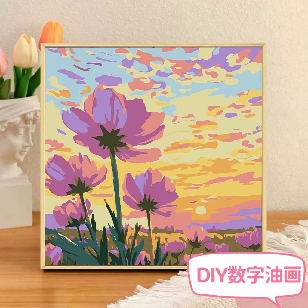 Seaside Daisy Digital Oil Painting DIY Hand-Painted Coloring Rose Vase Flowers Acrylic Coloring Decorative Painting Simple