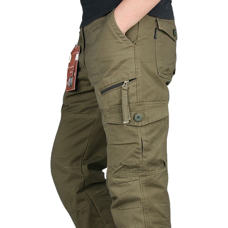 Spring Autumn New Outdoor Cargo Pants Men Straight Loose Hiking Casual Pants Multi-Pocket Army Green Trekking Trousers