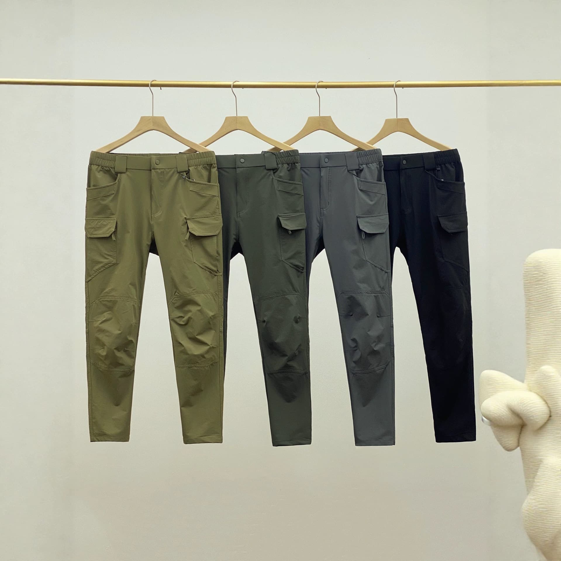 Wear-resistant, waterproof, quick-drying and breathable summer men's elastic loose straight multi-pocket work casual pants 13027