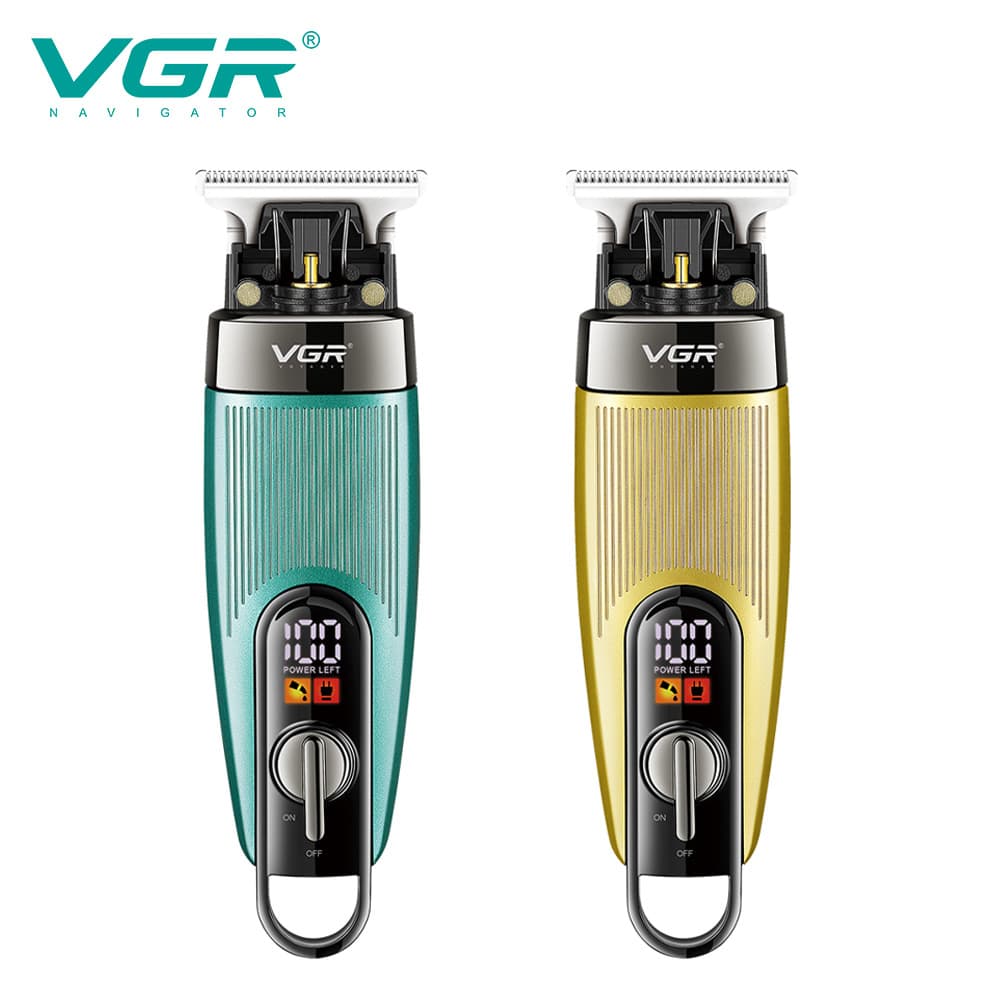 VGR975 New Cross-Border Oil Head Hair Clipper Rechargeable Digital Display Barber Engraving Mark Salon Professional Electric Trimmer