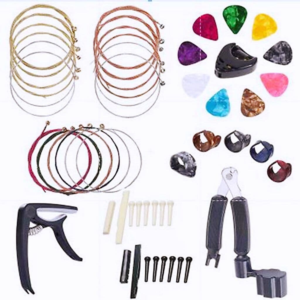 Guitar Accessory Kit Amazon Hot Selling Guitar Strings Capo Picks 3-in-1 String Changing Tool Set