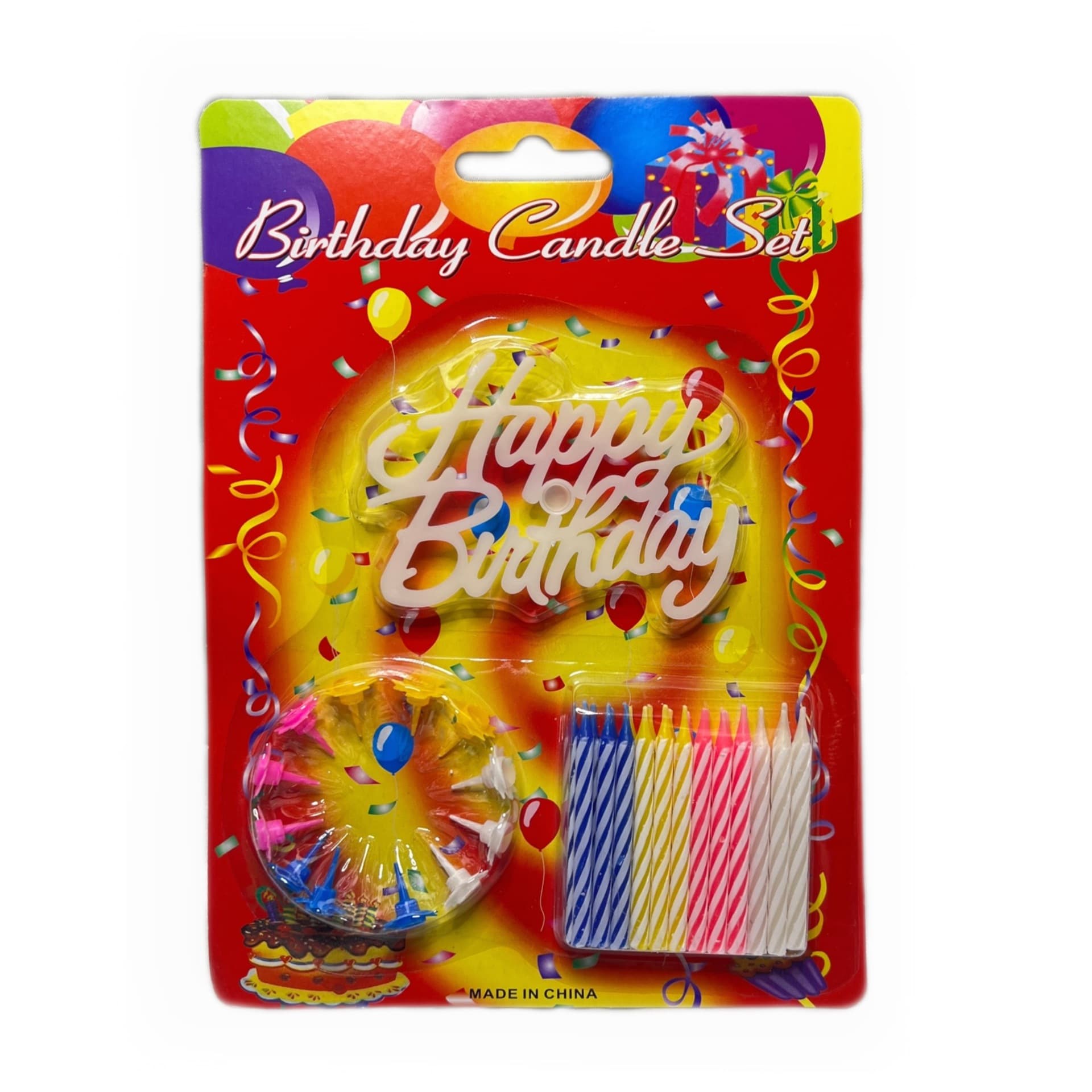 English Birthday Card Candle Set with Insert Card and Base, Creative Birthday Cake Candles Wholesale, Colored Twisted