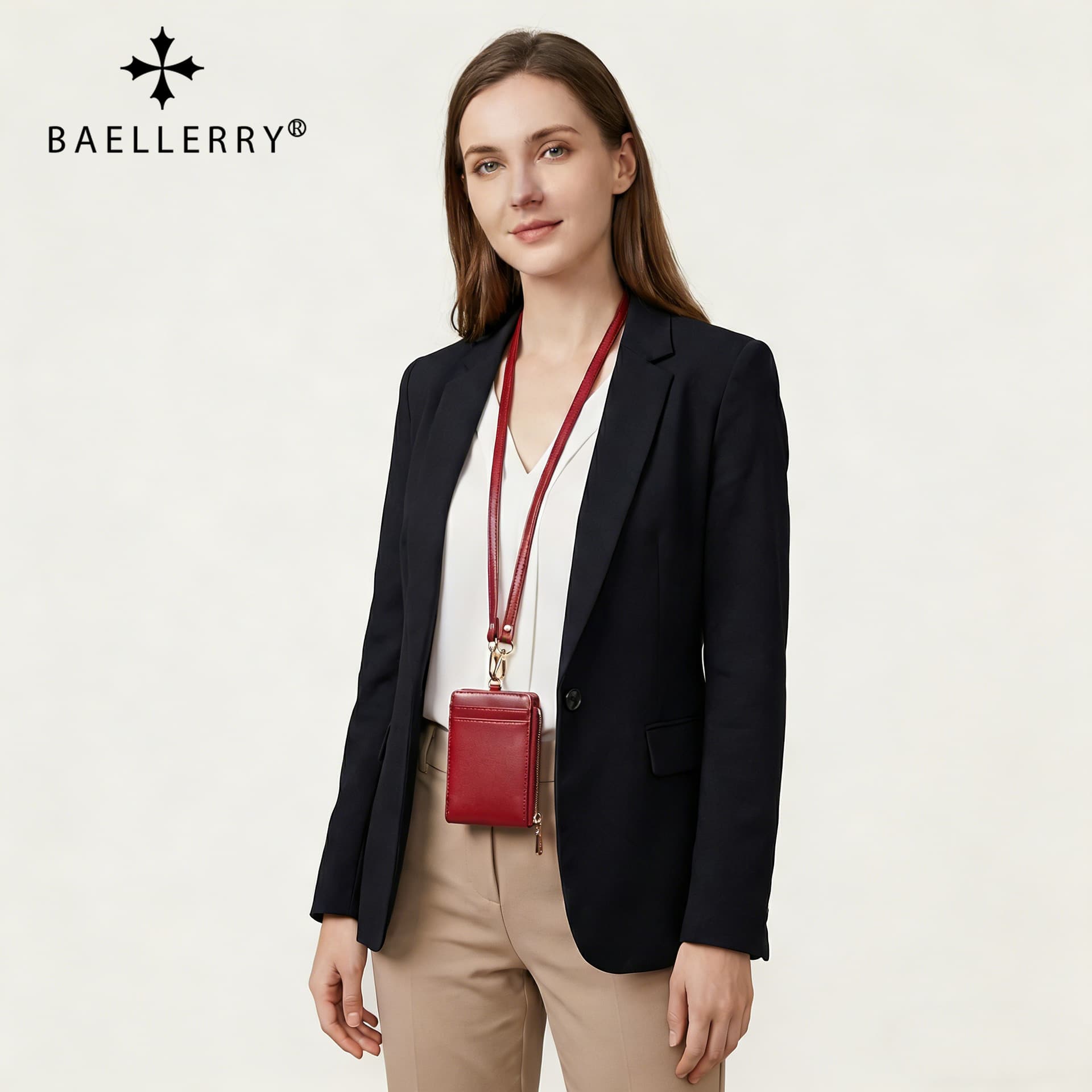 New Unisex Commuter Badge Holder Business Lanyard Small Card Case Multi-Slot Zipper Coin Purse Neck Wallet Portable Card Sleeve