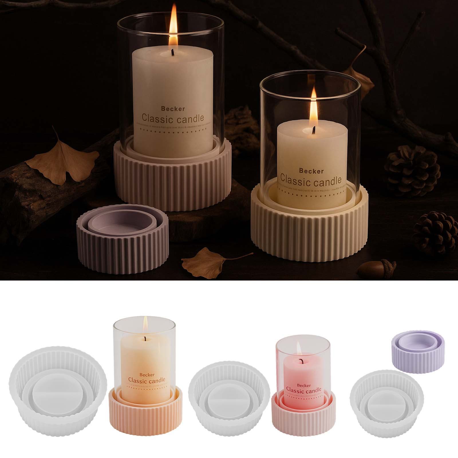 Pangyaya DIY Crystal Resin Mold Wholesale Round Striped Candle Decoration Mold Cross-border Candle Base