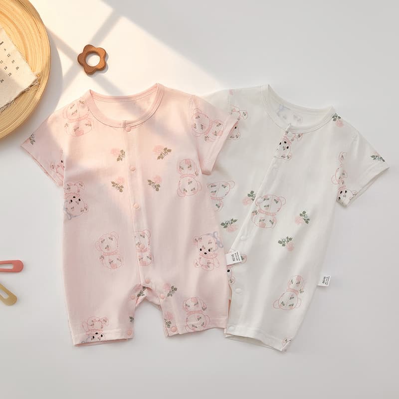 Baby Romper Summer Thin Cotton Infant Boys Girls Short Sleeve Bodysuit Crawling Suit Newborn Clothes
