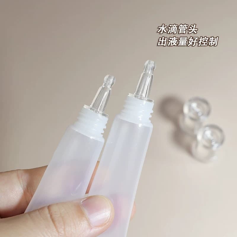 Stock 10ml 15ml droplet tip soft tubes for cosmetics and skincare dispenser bottles, eye cream, essence, essential oil empty tubes
