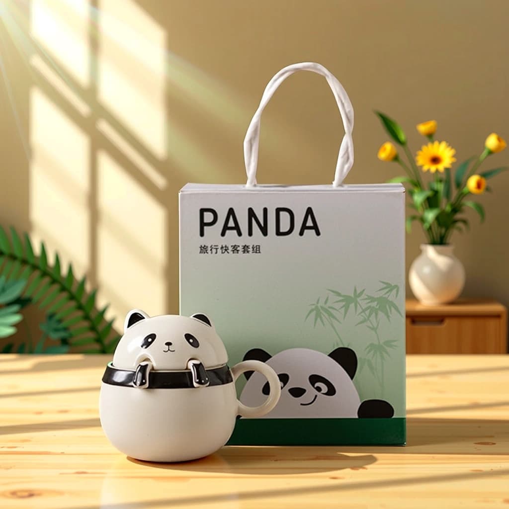 New Chinese Style Panda Ceramic Cup Car Creative Outdoor Portable Companion Gift Mug Personal Cup Gift