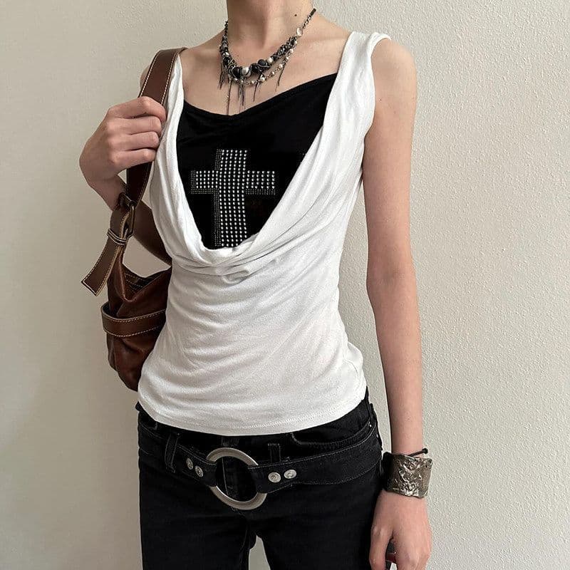 Sexy Side Cutout Racerback Tank Top Women 2026 Summer New Slim Fit Sheer Style Sleeveless Top
