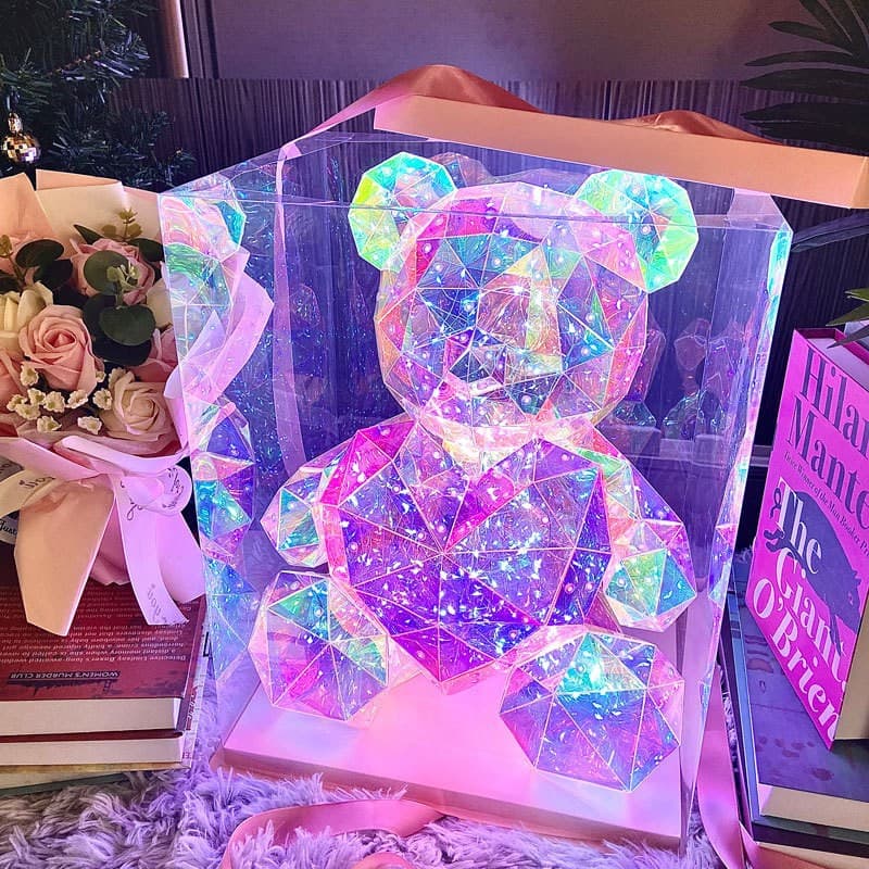 LED magic light-emitting Internet celebrity bear Valentine's Day gift exquisite USB night light bear hug cartoon creative and practical