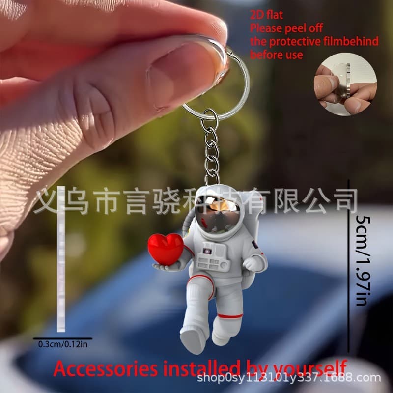 New love space talent pendant acrylic cross-border flat car interior rearview mirror decoration keychain pendant