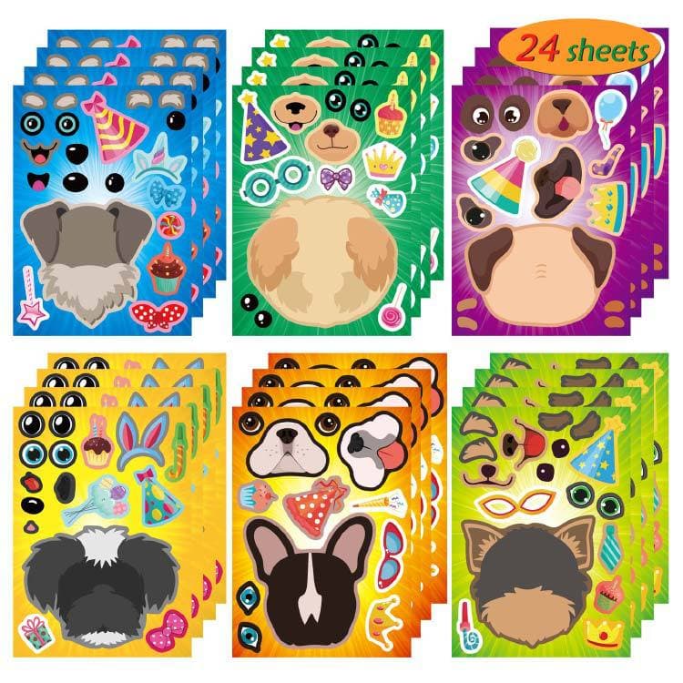 Dog Stickers, DIY Children's Craft Sticker Decorations, Party Supplies Make Your Own Dog Stickers