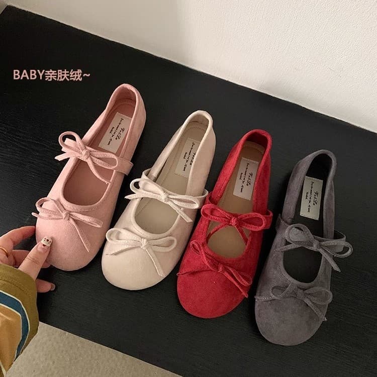 Evening Breeze Ballet Flats with French Bow Mary Jane Shoes, Soft Sole Flat Shoes for Women to Match Dresses, Early Spring