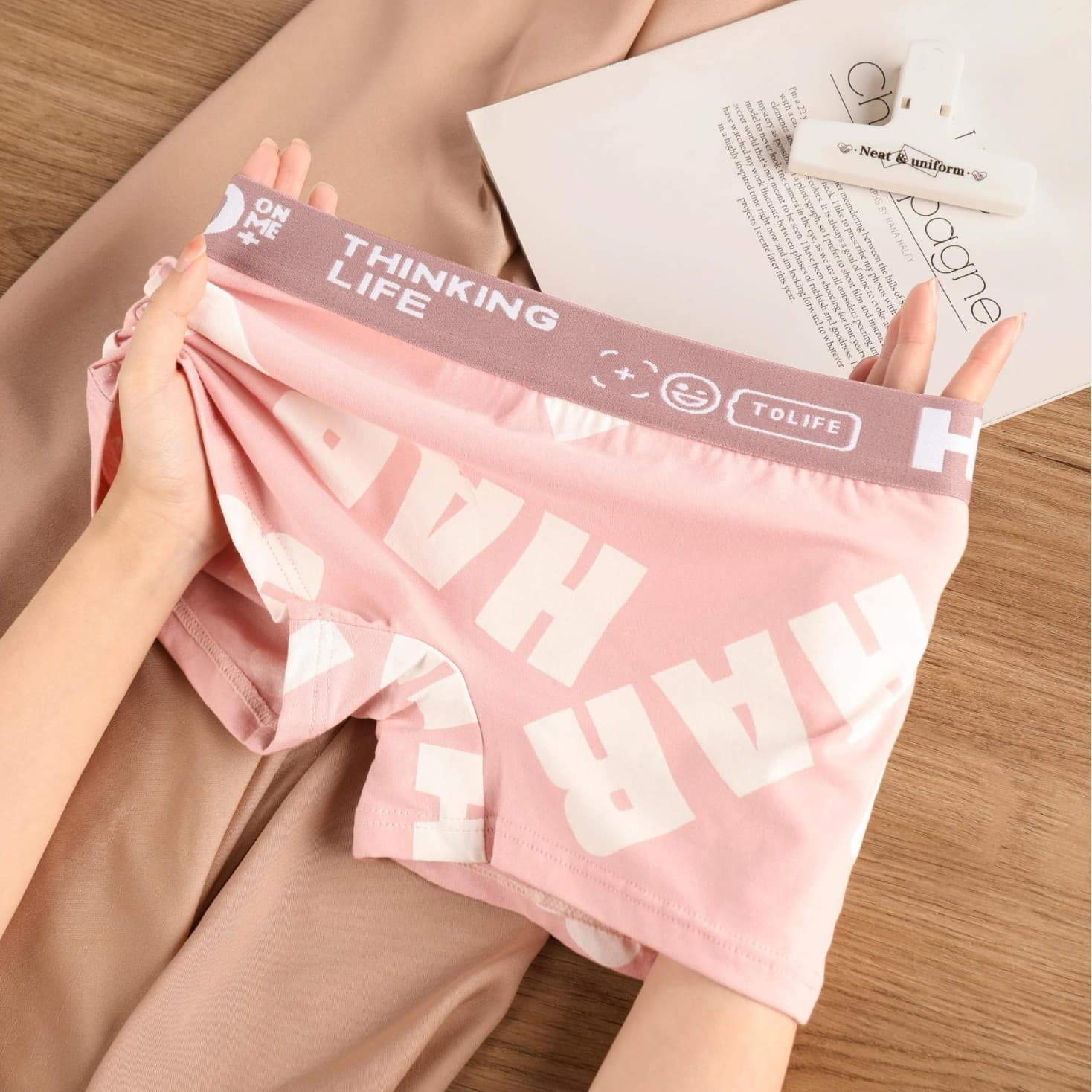 Cotton Women's Underwear, Antibacterial Sports Breathable Comfort Boxer Briefs, Printed Mid-Waist Base Layer Anti-Peep Summer