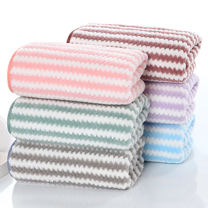 Thickened Double-Color Twill Coral Fleece Bath Towel, Home Use, Soft, Strong Absorbency, Hair Drying Towel, Live Broadcast Supply