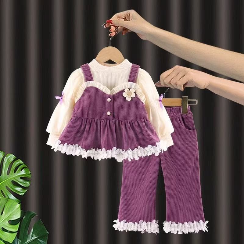 Girls' Set Spring/Fall 2026 New Trendy Casual Kids' Clothing Baby Spring Korean Style 3-Piece Set