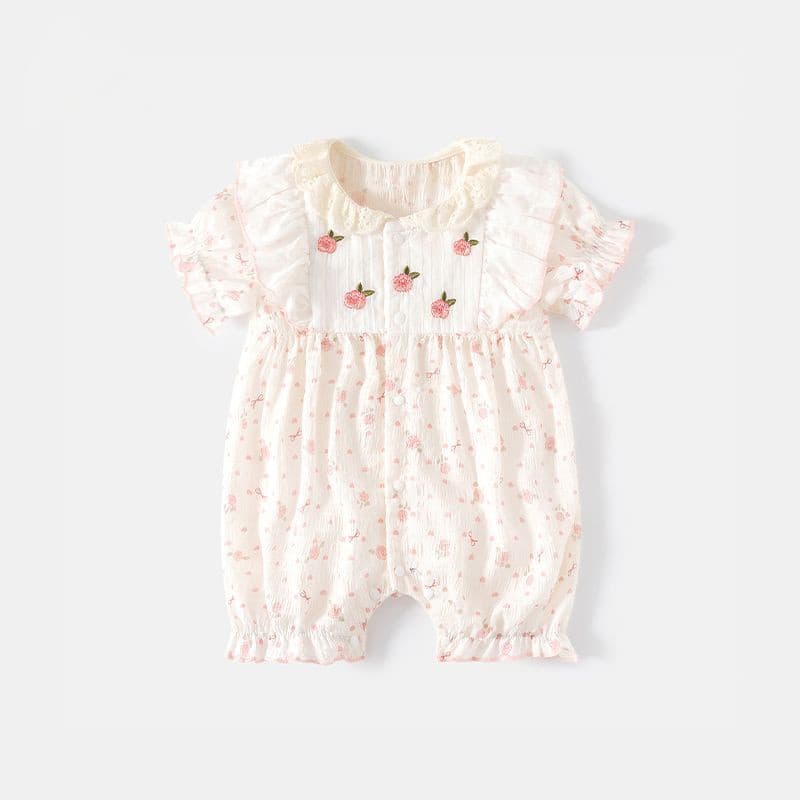 Baby Clothes Summer Thin Newborn Baby Girl's Unibody Suit Princess Super Cute Sweet Short-sleeved Hare Climbing Suit