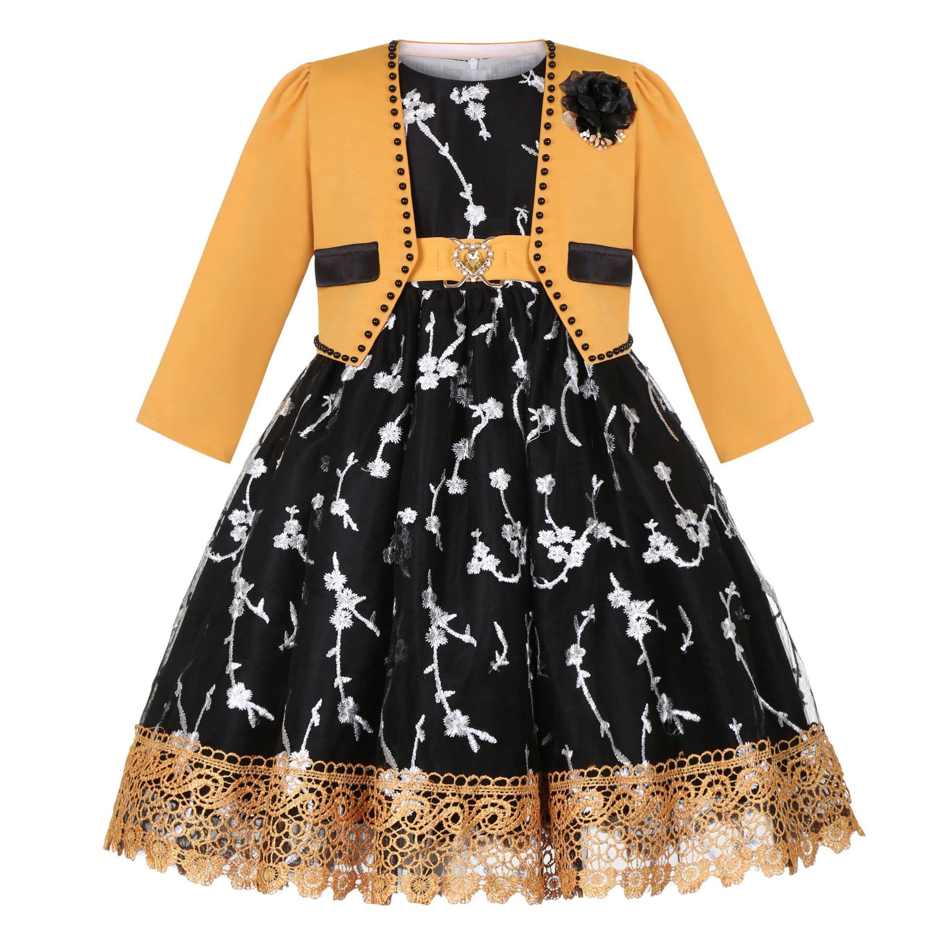 New Cross-Border Girls' Lace Embroidered Princess Dress Tulle Set, Little Girl Runway Evening Gown