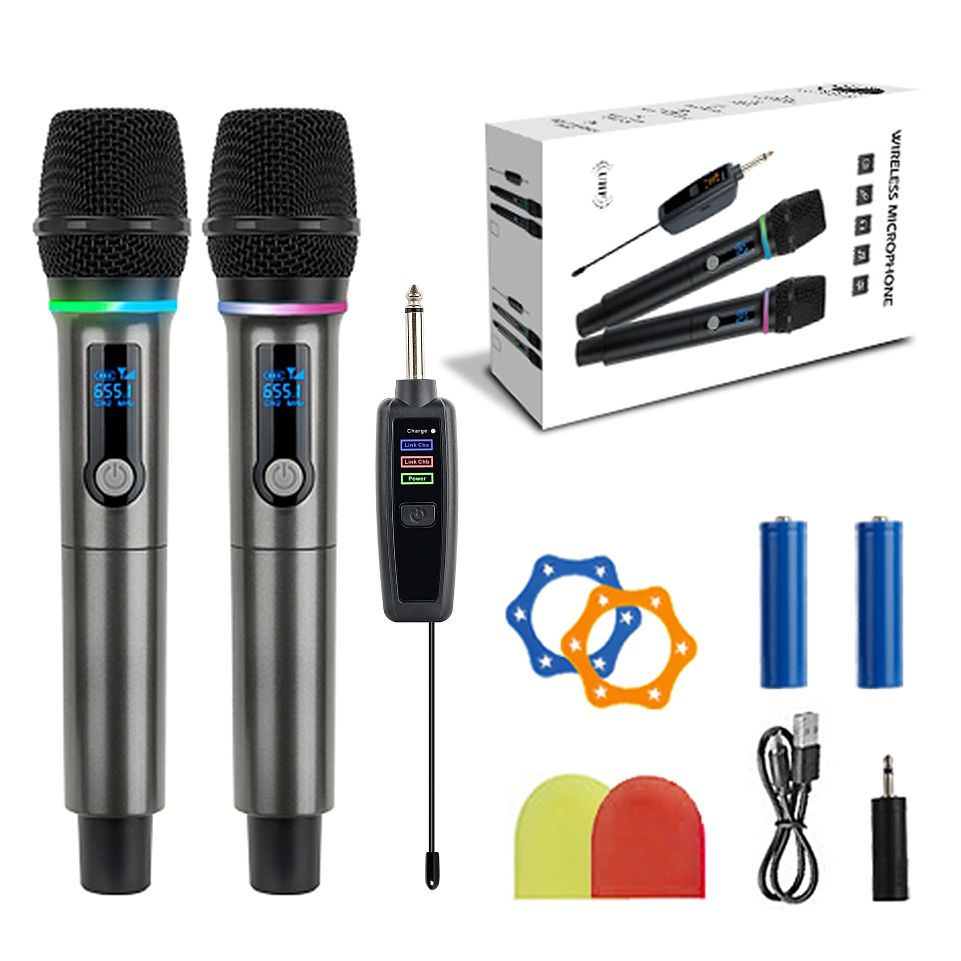 Cross-border Private Mold Wireless Microphone with RGB Color Lights, Long Battery Life, Wireless Mic for Live Streaming Karaoke Home Use