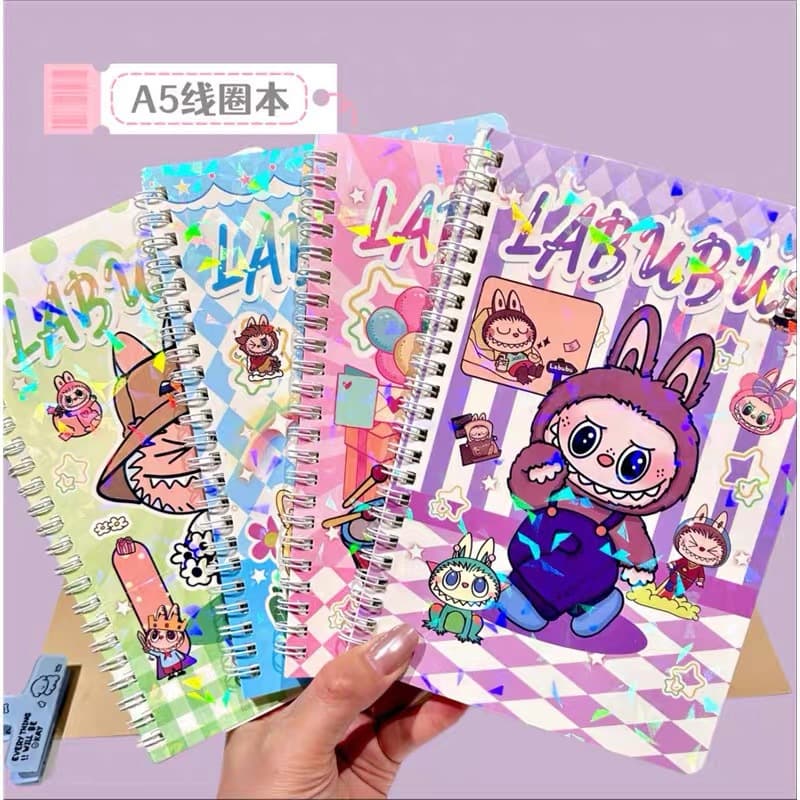 Labubu A5 Spiral Notebook Cartoon High-Quality Color Pages Lined Notebook Student Ins Notebook Journal