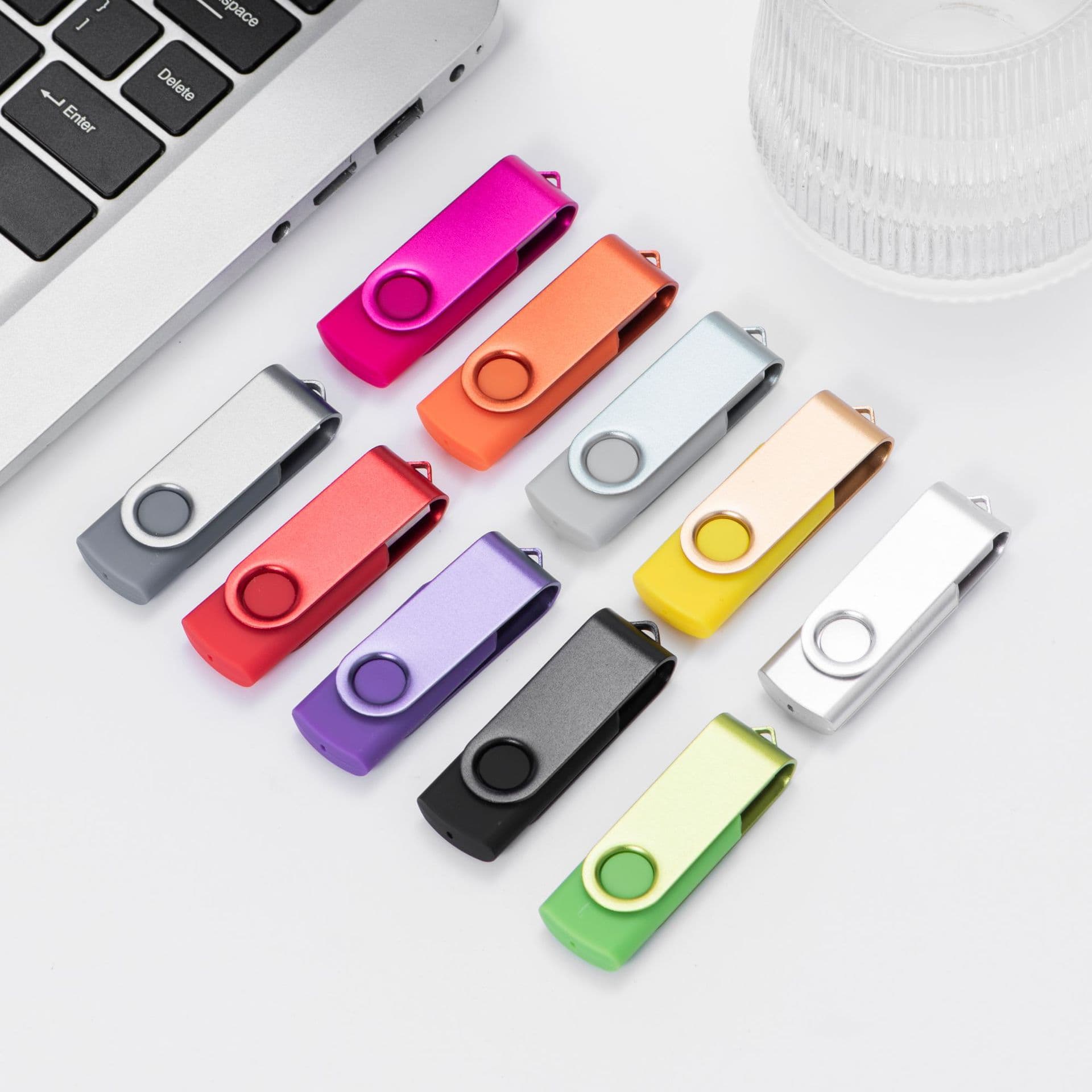 Rotating USB Flash Drive Custom Logo Tender Advertising 16GB Expo Creative Gift Promotional 32GB USB Drive Engraved 64GB Wholesale