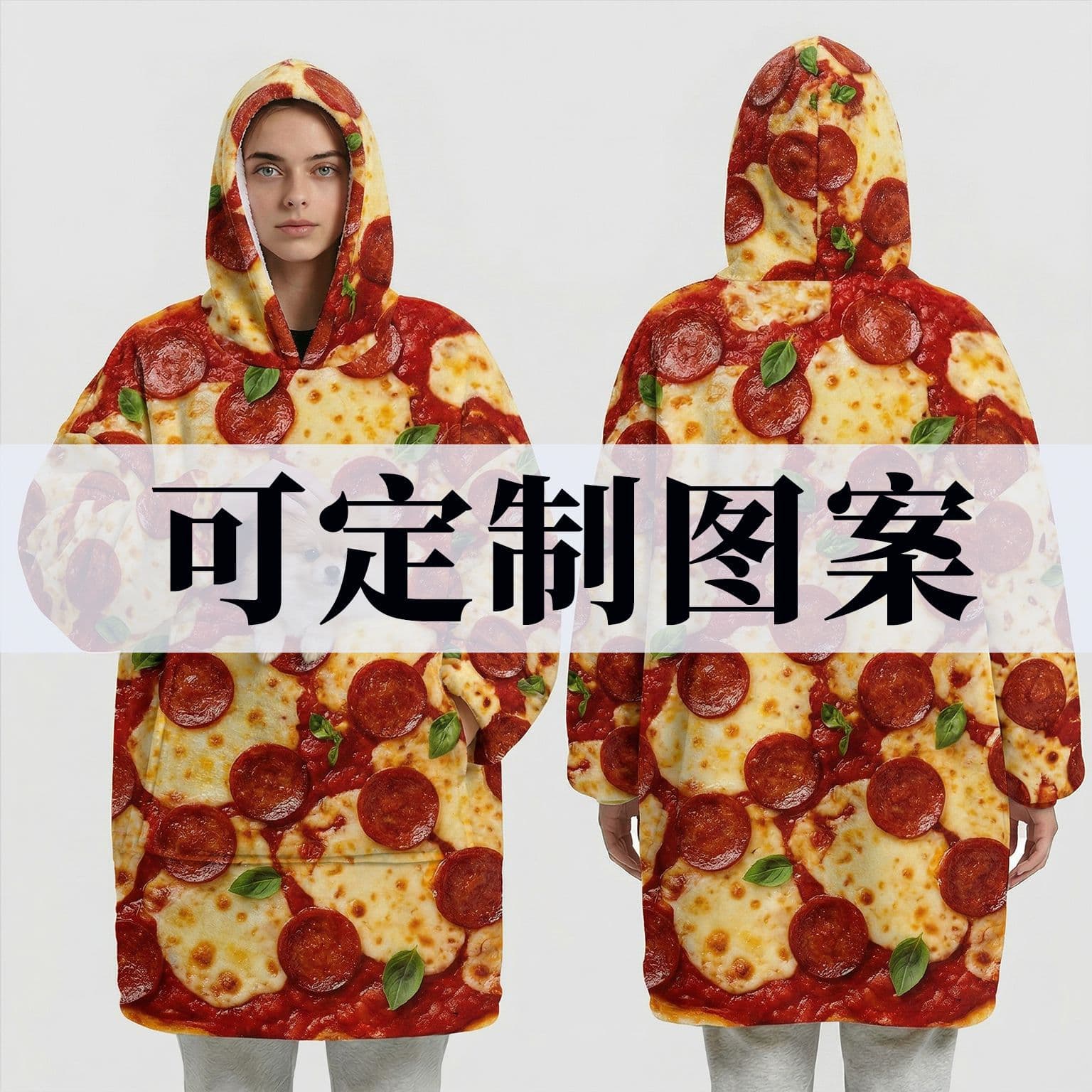 Customized high permeability digital printed logo hooded blanket flannel large size wearable blanket