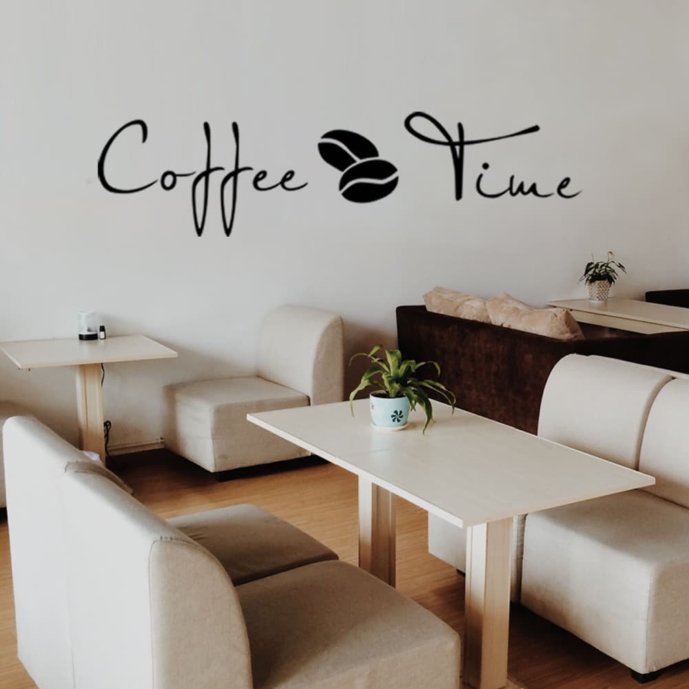eaby New New English Coffee Time Cafe Kitchen Home Decor Carved Wall Sticker Wholesale 238