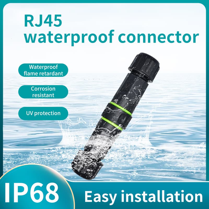 Outdoor RJ45 Network Connector with IP68 Waterproof, M16 Connector, Wire-to-Wire Network Port