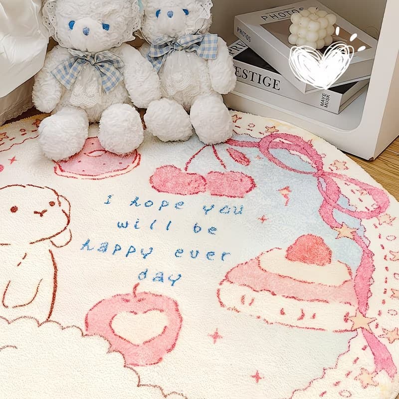 Cartoon small fresh bedroom soft skin-friendly cashmere bedside blanket living room coffee table non-slip dirt-resistant easy-care floor mat