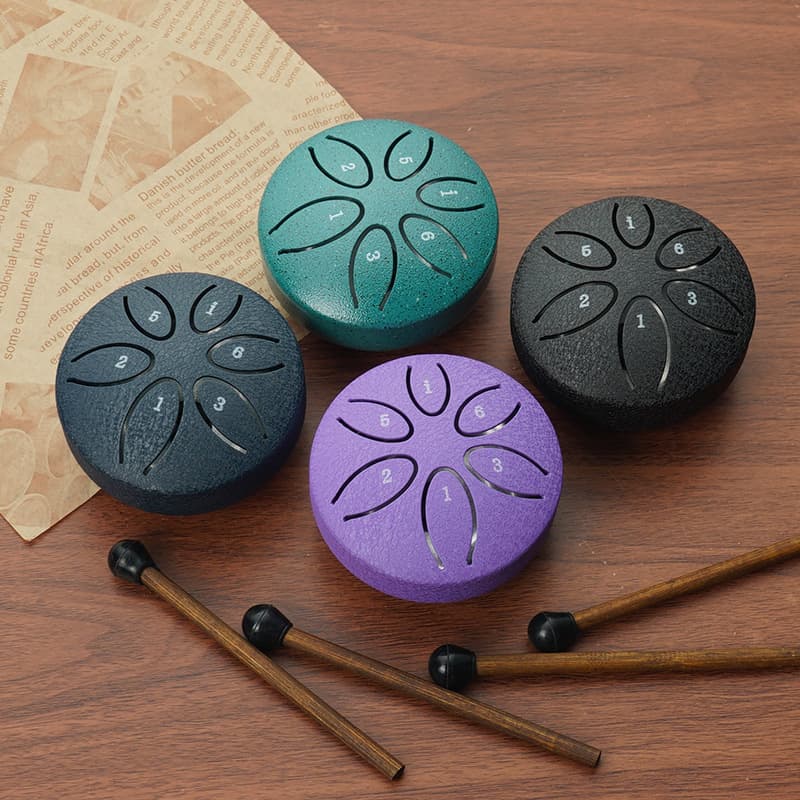 Tongue Drum Mini 3-Inch 6-Note Pocket Steel Tongue Drum Percussion Instrument