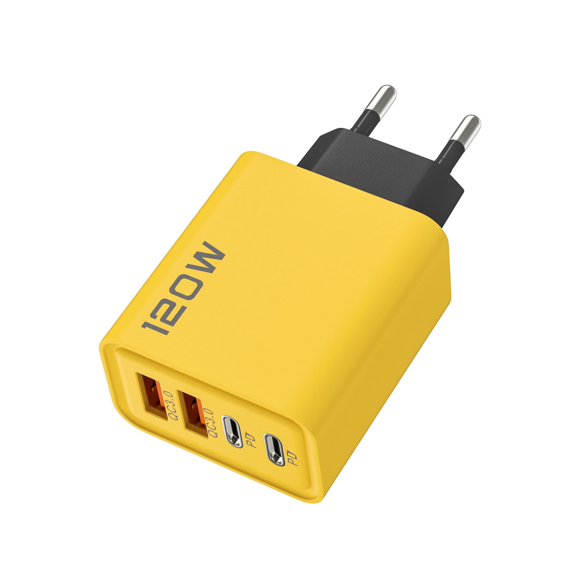 120W Dual PD + Dual USB Charger for Apple Huawei Xiaomi Phones, EU/US/UK Standard Type-C Charging Head
