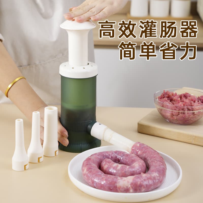 Home sausage stuffer with press mechanism, high-capacity meat and shrimp paste filling tool