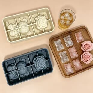 Silicone Bear Shape Ice Cube Mold Rose Ice Ball Mold Household Ice Tray Silicone Novelty Ice Cube Mold