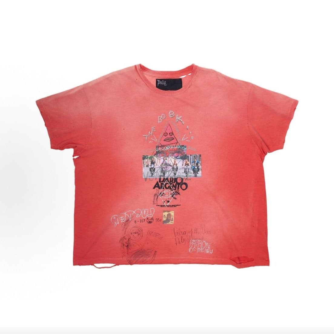 Paly Hollywood FW26 Satan's Sandbox Washed Distressed Rhinestone Print Short Sleeve T-Shirt Streetwear