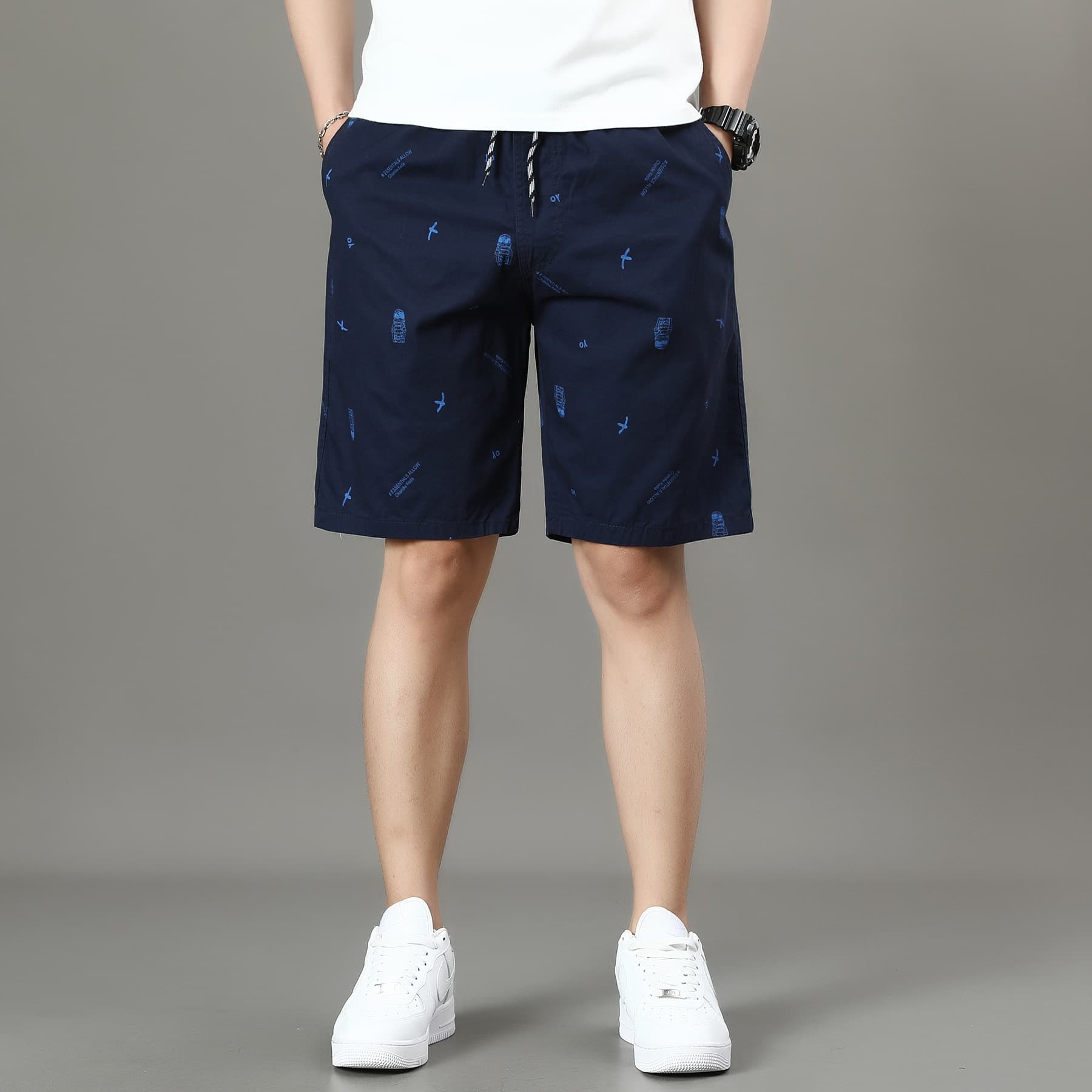 Pants plus size men's shorts pure cotton summer loose mid-pants casual pants sports fashion versatile outer wear thin style