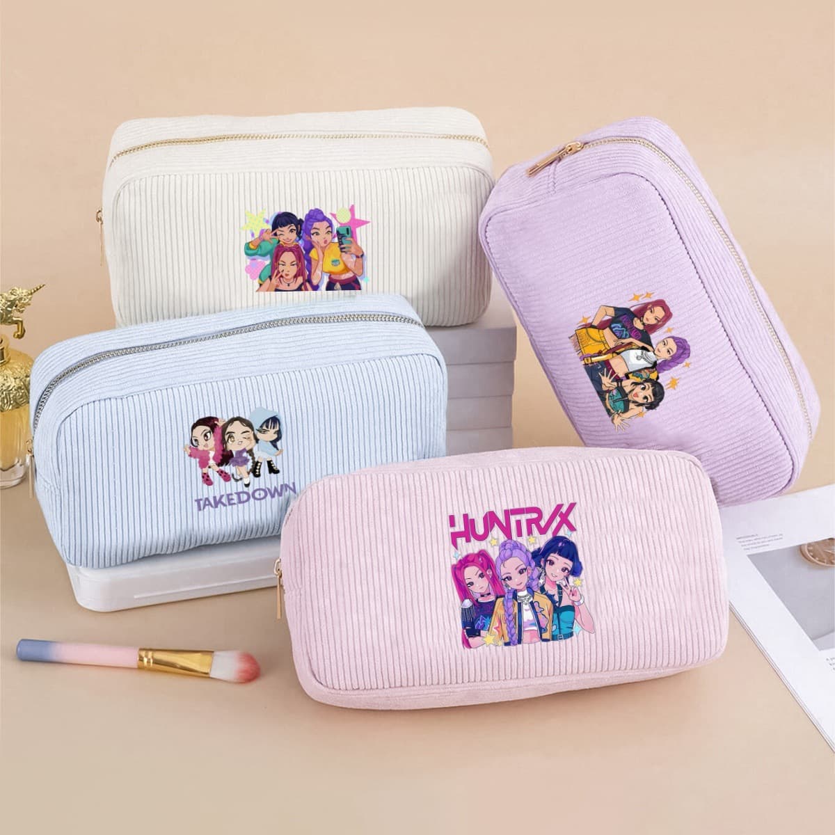 Kpop Witch Girl Group Storage Bag Corduroy High Appearance Cosmetic Bag Portable Wash Bag Large Capacity Cosmetic Bag