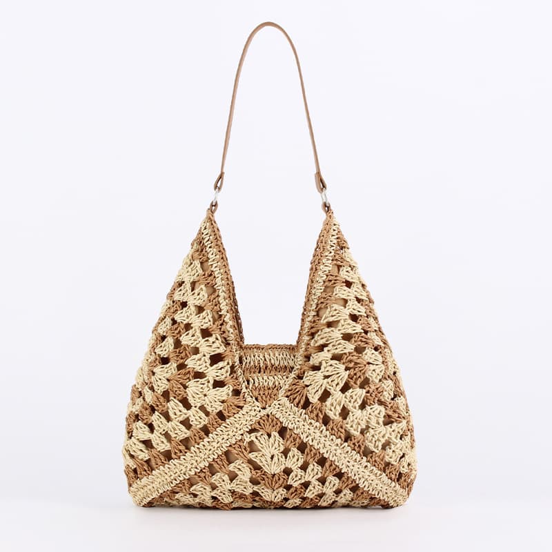 Popular Retro Ethnic Style Large-Capacity Woven Bag Niche Versatile Fashionable Paper Rope Woven Commuter Shoulder Bag