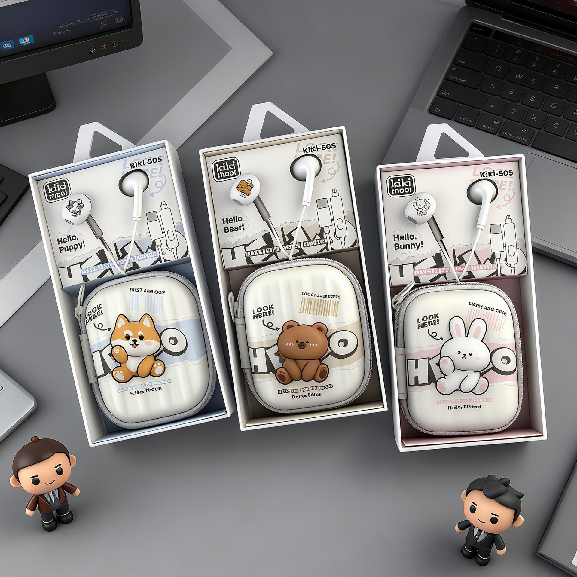 kiki-505 Type-C Interface Cartoon Earphones Compatible with iPhone 15/16, Huawei, Xiaomi Type-C Cute Earphones