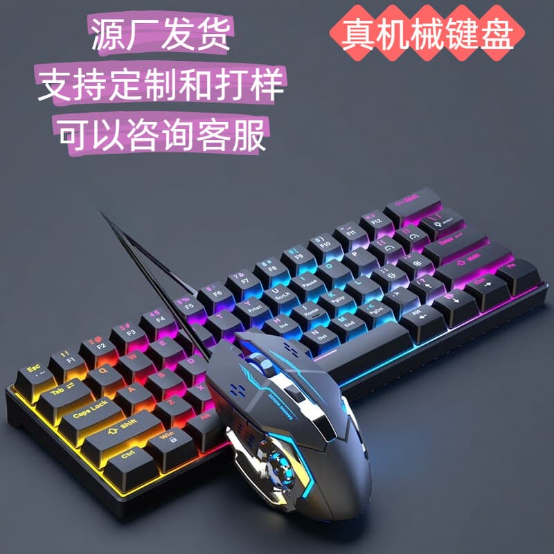 Factory Direct 61-Key Tri-Mode RGB Backlit Mechanical Keyboard Portable Mini Computer Gaming Office Blue Switch RGB Backlight