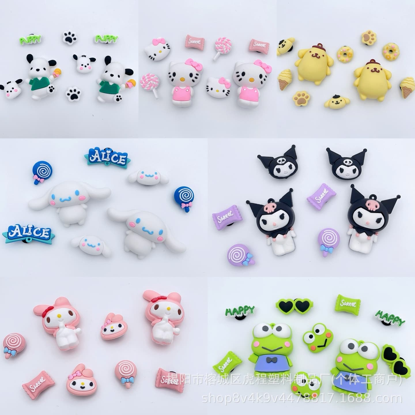 Cross-Border E-Commerce Shoe Accessories Cartoon Sanrio Shoe Charms PVC Soft Rubber DIY Detachable Shoe Clips