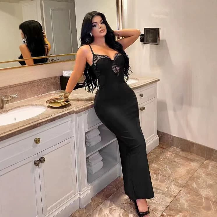 European and American hot style royal sister sexy lace stitching suspender skirt pure lust hot girl hip-covering long skirt slim long skirt wear outside